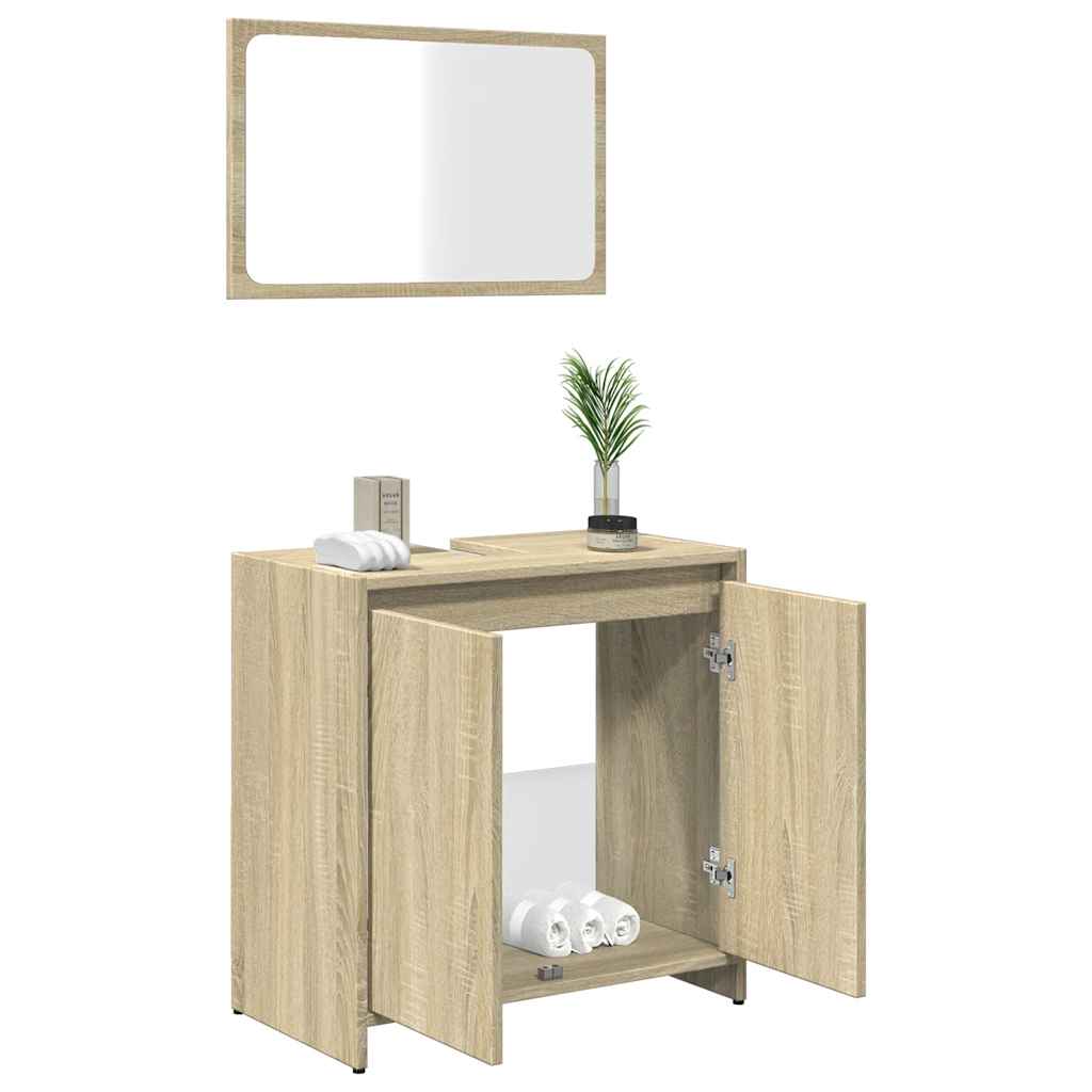 vidaXL Set mobilier de baie, 2 piese, stejar sonoma, lemn prelucrat vidaXL Set mobilier de baie, 2 piese, stejar sonoma, lemn prelucrat