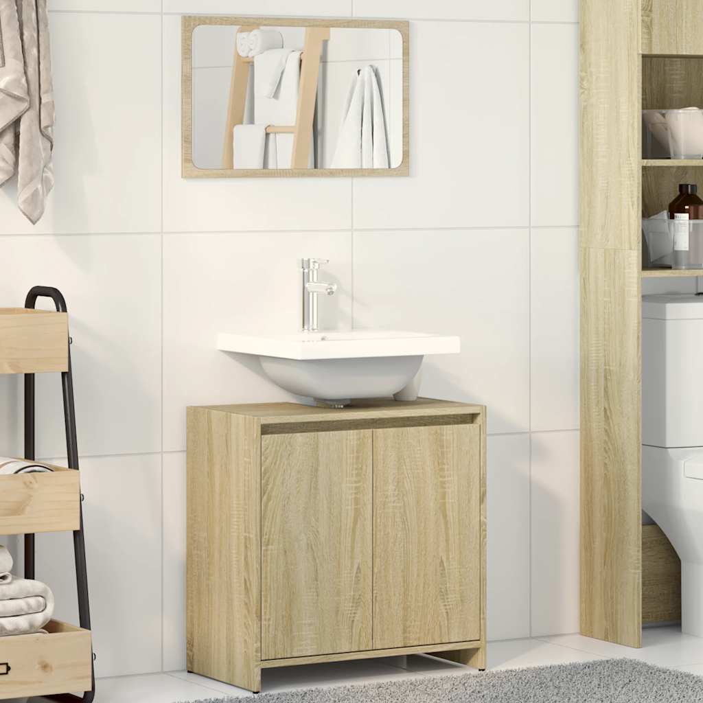 vidaXL Set mobilier de baie, 2 piese, stejar sonoma, lemn prelucrat vidaXL Set mobilier de baie, 2 piese, stejar sonoma, lemn prelucrat