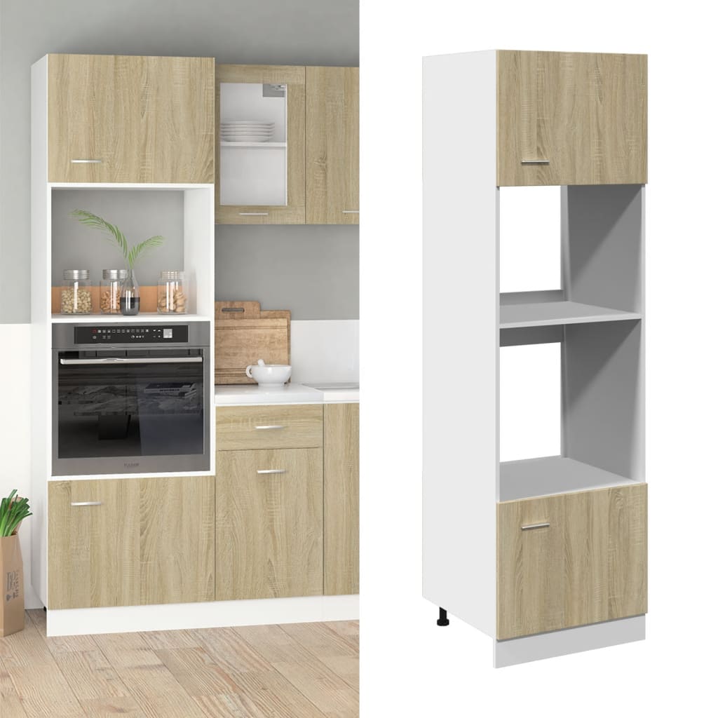 vidaXL Dulap cuptor microunde “Lyon”, stejar Sonoma, 60 x 57 x 207 cm vidaXL Dulap cuptor microunde “Lyon”, stejar Sonoma, 60 x 57 x 207 cm