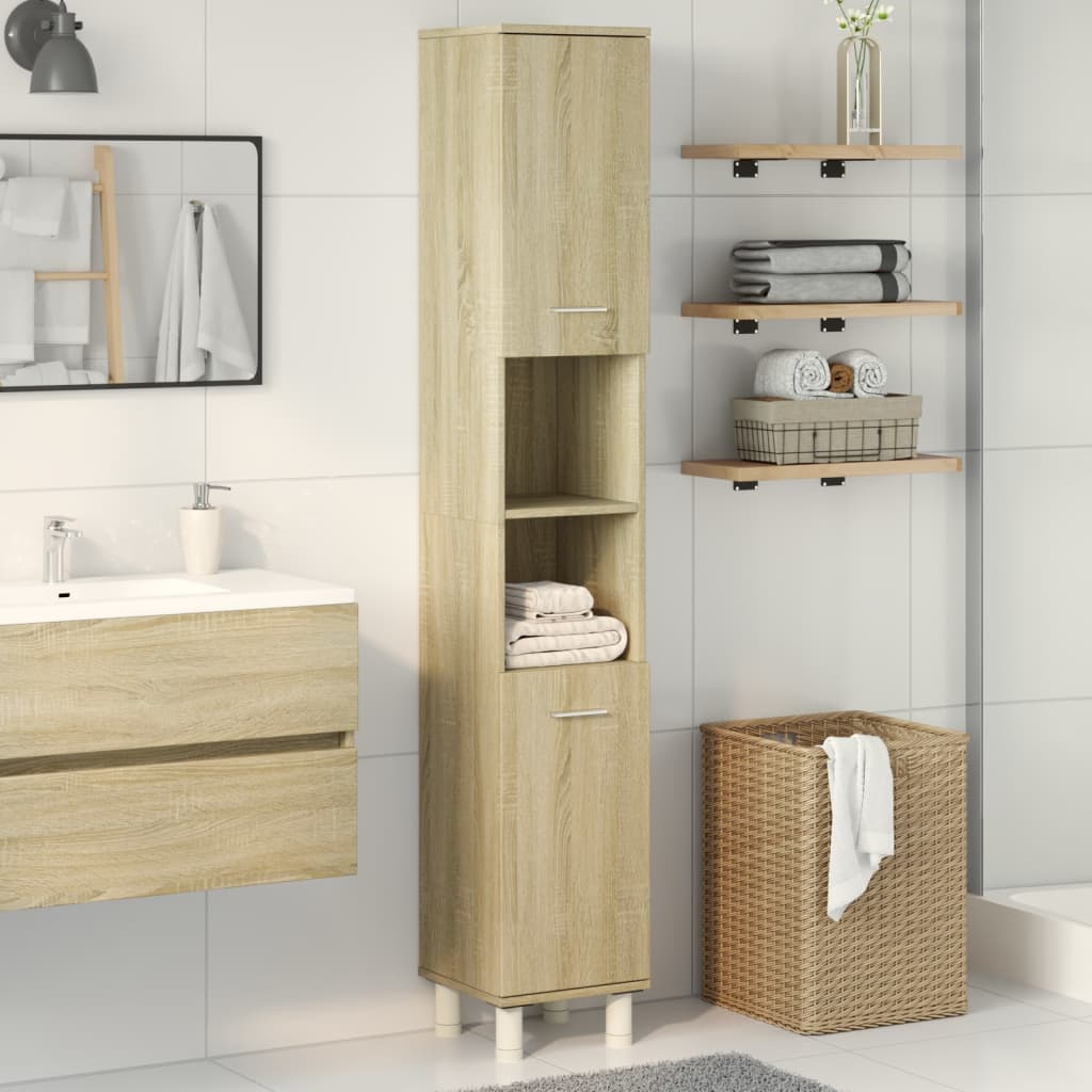 vidaXL Dulap de baie, stejar sonoma, 30,5x30x179 cm, lemn prelucrat