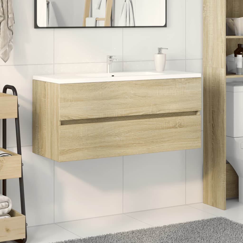 vidaXL Dulap chiuvetă baie stejar sonoma 100x38,5x45 cm lemn prelucrat vidaXL Dulap chiuvetă baie stejar sonoma 100x38,5x45 cm lemn prelucrat