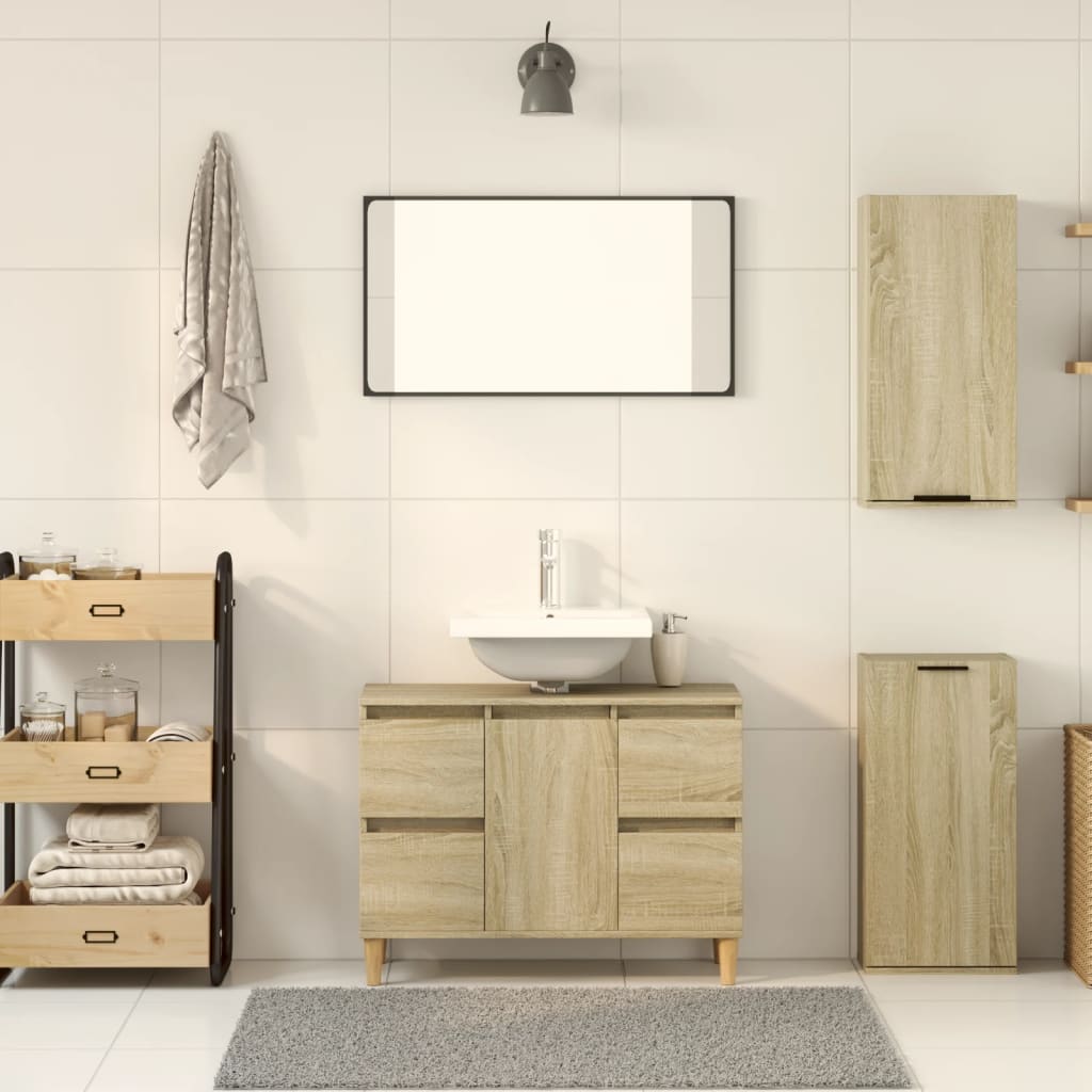 vidaXL Dulap de baie montat pe perete, stejar sonoma, 32x20x67 cm