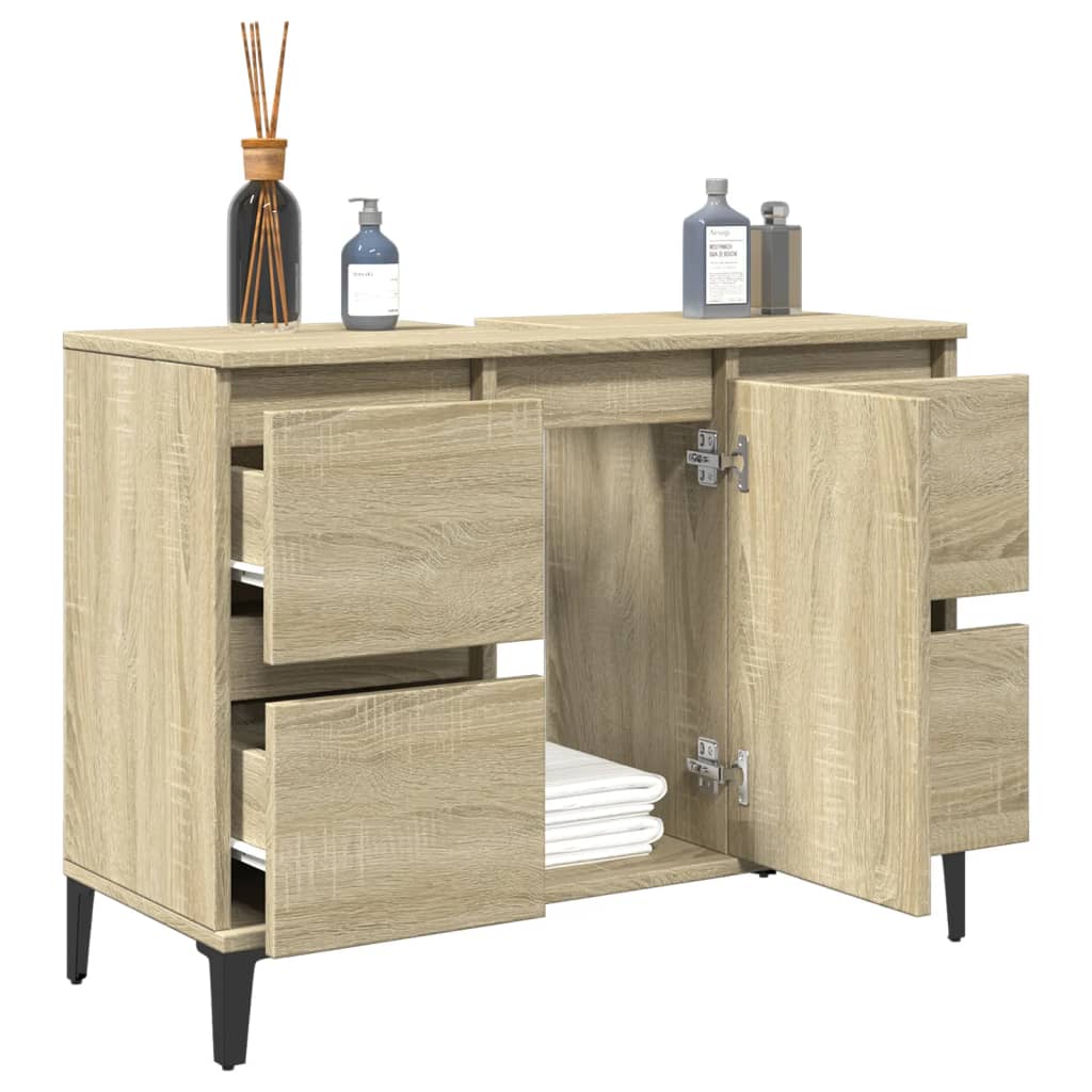 vidaXL Dulap de chiuvetă, stejar sonoma, 80x33x60 cm, lemn prelucrat vidaXL Dulap de chiuvetă, stejar sonoma, 80x33x60 cm, lemn prelucrat