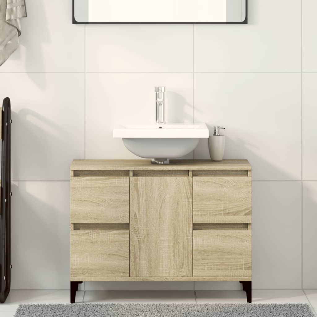 vidaXL Dulap de chiuvetă, stejar sonoma, 80x33x60 cm, lemn prelucrat vidaXL Dulap de chiuvetă, stejar sonoma, 80x33x60 cm, lemn prelucrat