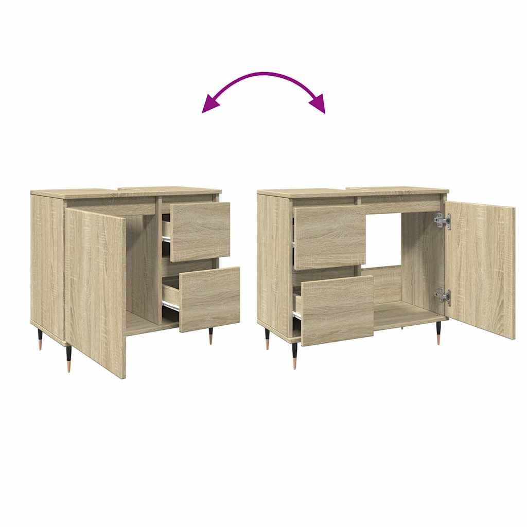 vidaXL Dulap de chiuvetă baie stejar sonoma 65x33x60 cm lemn prelucrat vidaXL Dulap de chiuvetă baie stejar sonoma 65x33x60 cm lemn prelucrat