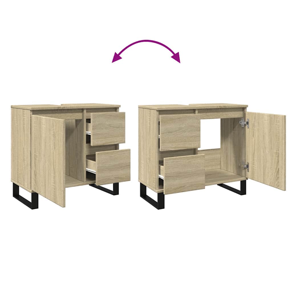 vidaXL Dulap de baie, stejar sonoma, 65x33x60 cm, lemn prelucrat