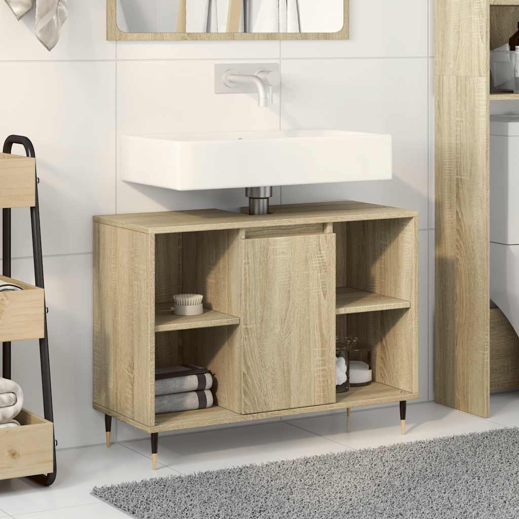 vidaXL Dulap pentru baie, stejar sonoma, 80x33x60 cm, lemn compozit vidaXL Dulap pentru baie, stejar sonoma, 80x33x60 cm, lemn compozit
