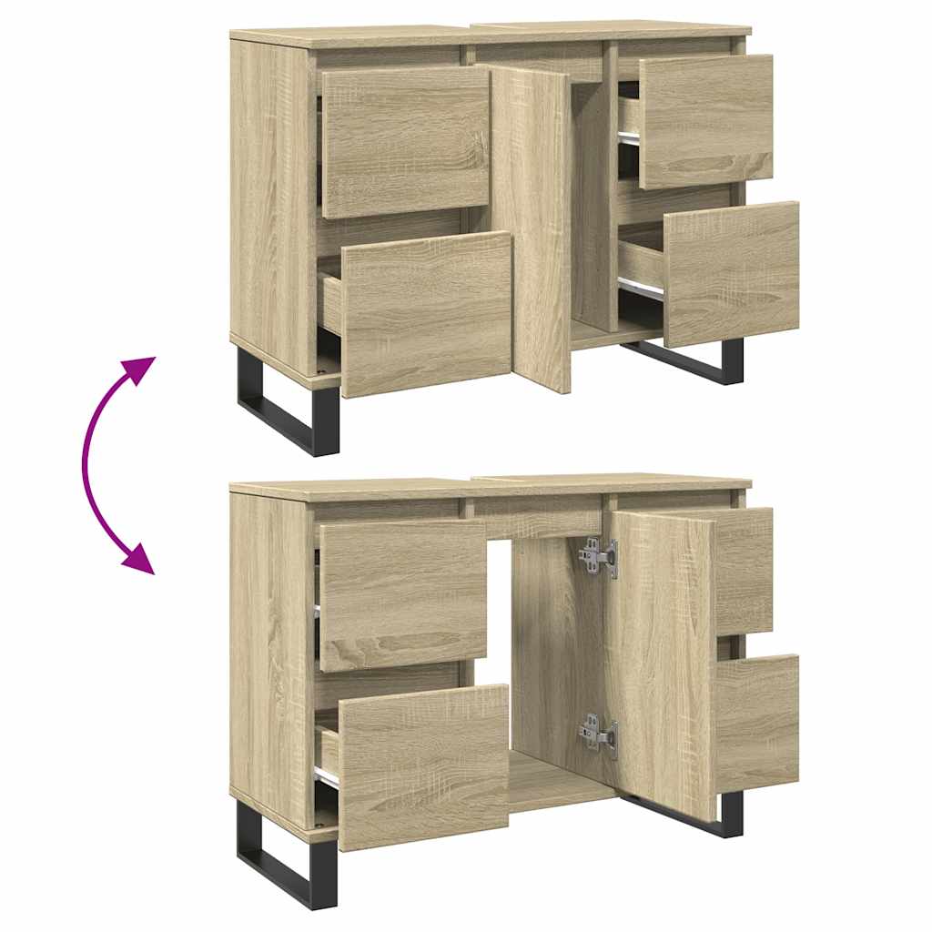 vidaXL Dulap pentru baie, stejar sonoma, 80x33x60 cm, lemn compozit vidaXL Dulap pentru baie, stejar sonoma, 80x33x60 cm, lemn compozit