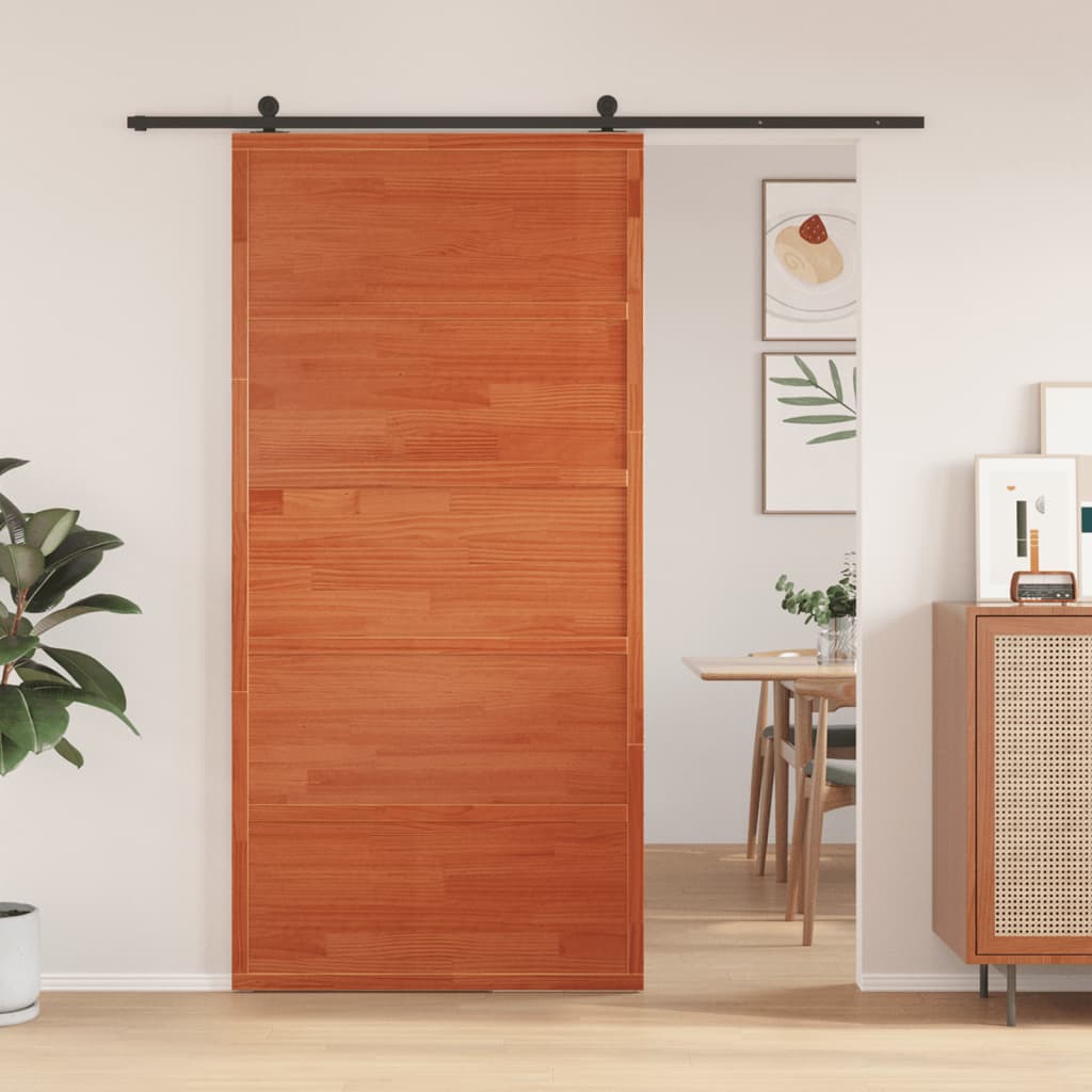 vidaXL Ușă de hambar, maro ceruit, 100x208 cm, lemn masiv de pin vidaXL Ușă de hambar, maro ceruit, 100x208 cm, lemn masiv de pin