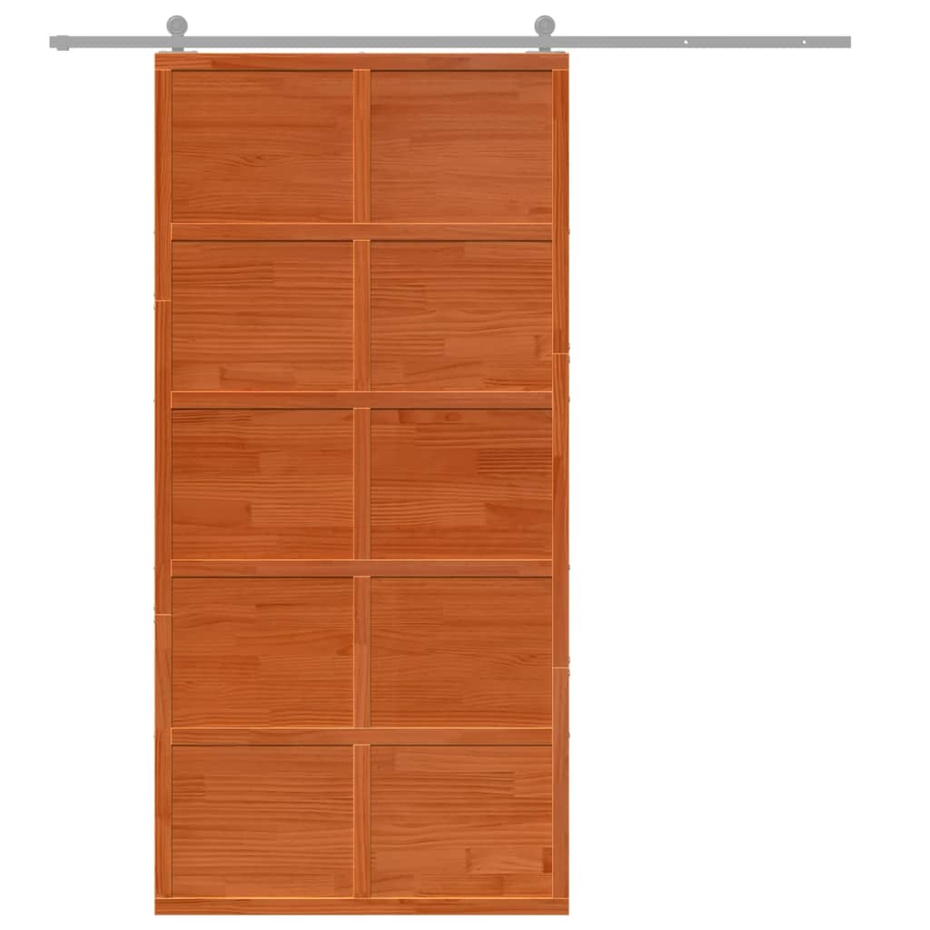 vidaXL Ușă de hambar, maro ceruit, 100x208 cm, lemn masiv de pin vidaXL Ușă de hambar, maro ceruit, 100x208 cm, lemn masiv de pin
