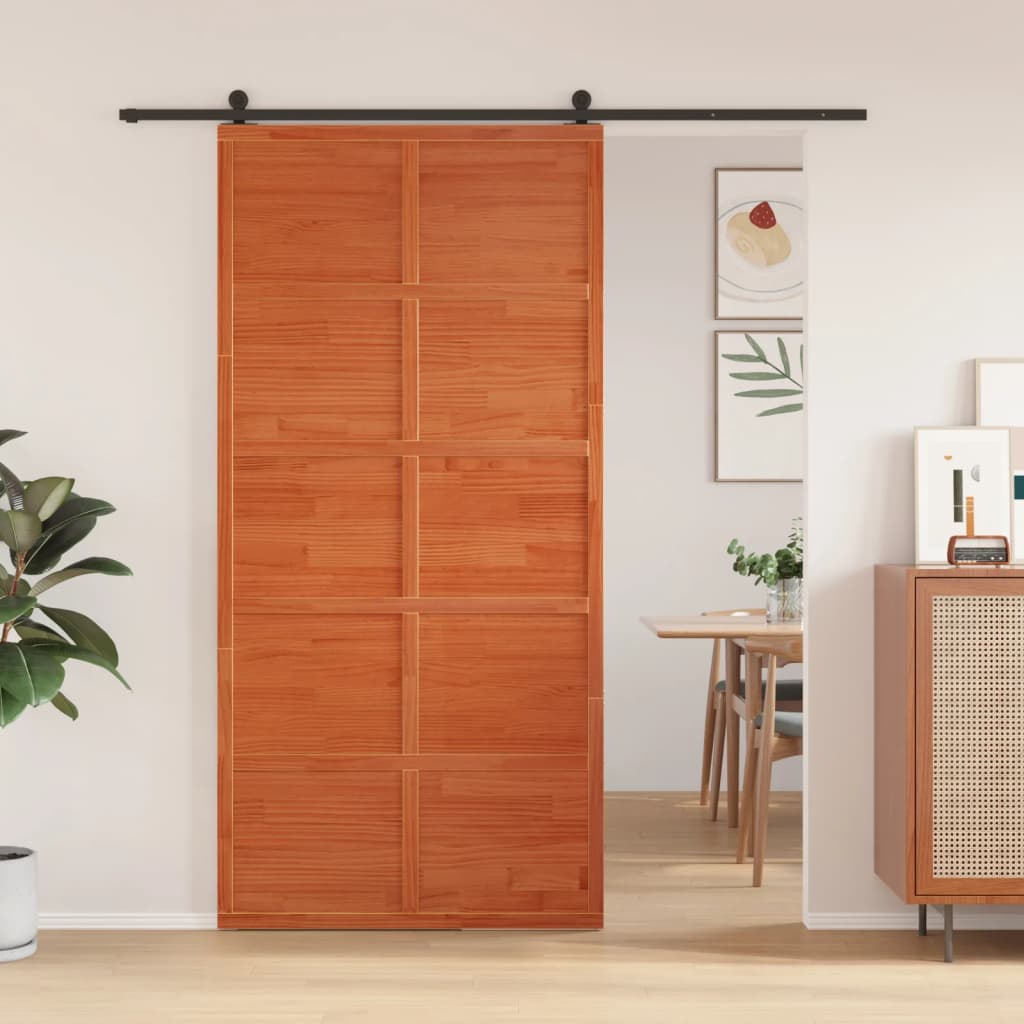 vidaXL Ușă de hambar, maro ceruit, 100x208 cm, lemn masiv de pin vidaXL Ușă de hambar, maro ceruit, 100x208 cm, lemn masiv de pin