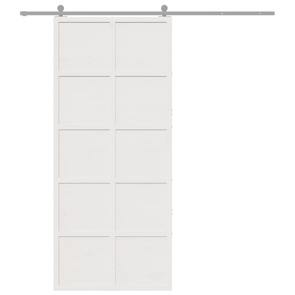 vidaXL Ușă de hambar, alb, 90x208 cm, lemn masiv de pin vidaXL Ușă de hambar, alb, 90x208 cm, lemn masiv de pin
