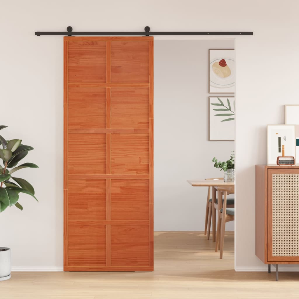 vidaXL Ușă de hambar, maro ceruit, 80x208 cm, lemn masiv de pin vidaXL Ușă de hambar, maro ceruit, 80x208 cm, lemn masiv de pin