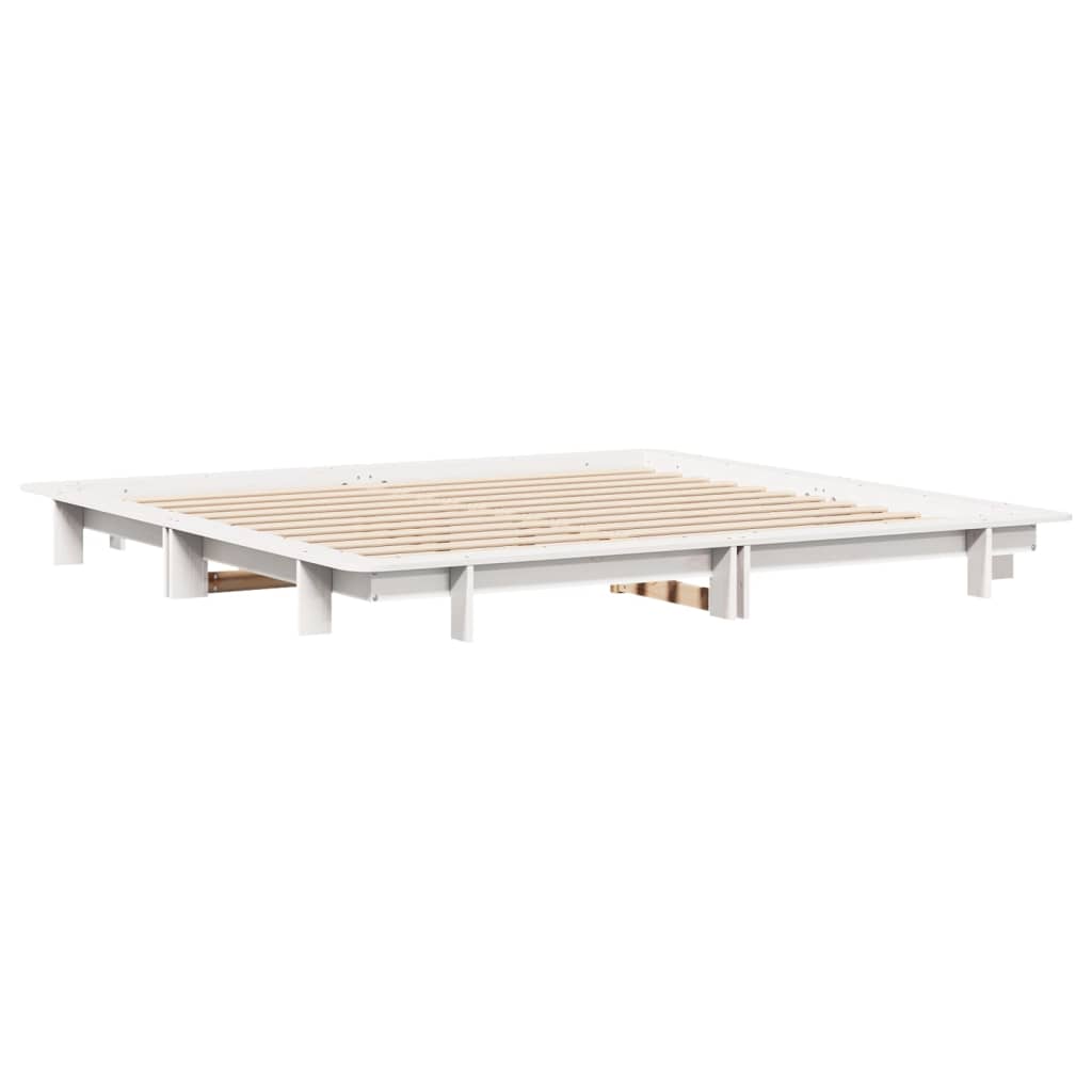 vidaXL Cadru de pat fără saltea, alb, 160x200 cm, lemn masiv pin