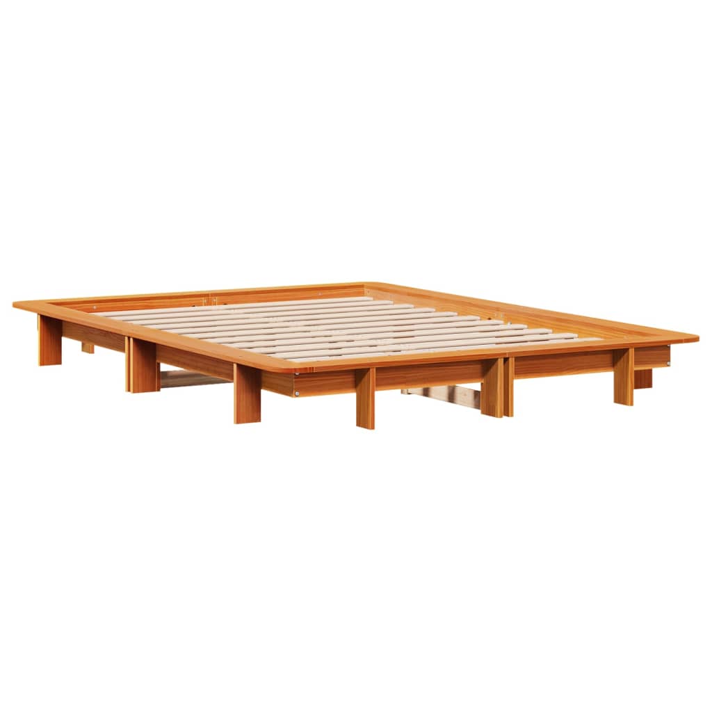 vidaXL Cadru de pat fără saltea, maro ceruit 150x200 cm lemn masiv pin vidaXL Cadru de pat fără saltea, maro ceruit 150x200 cm lemn masiv pin