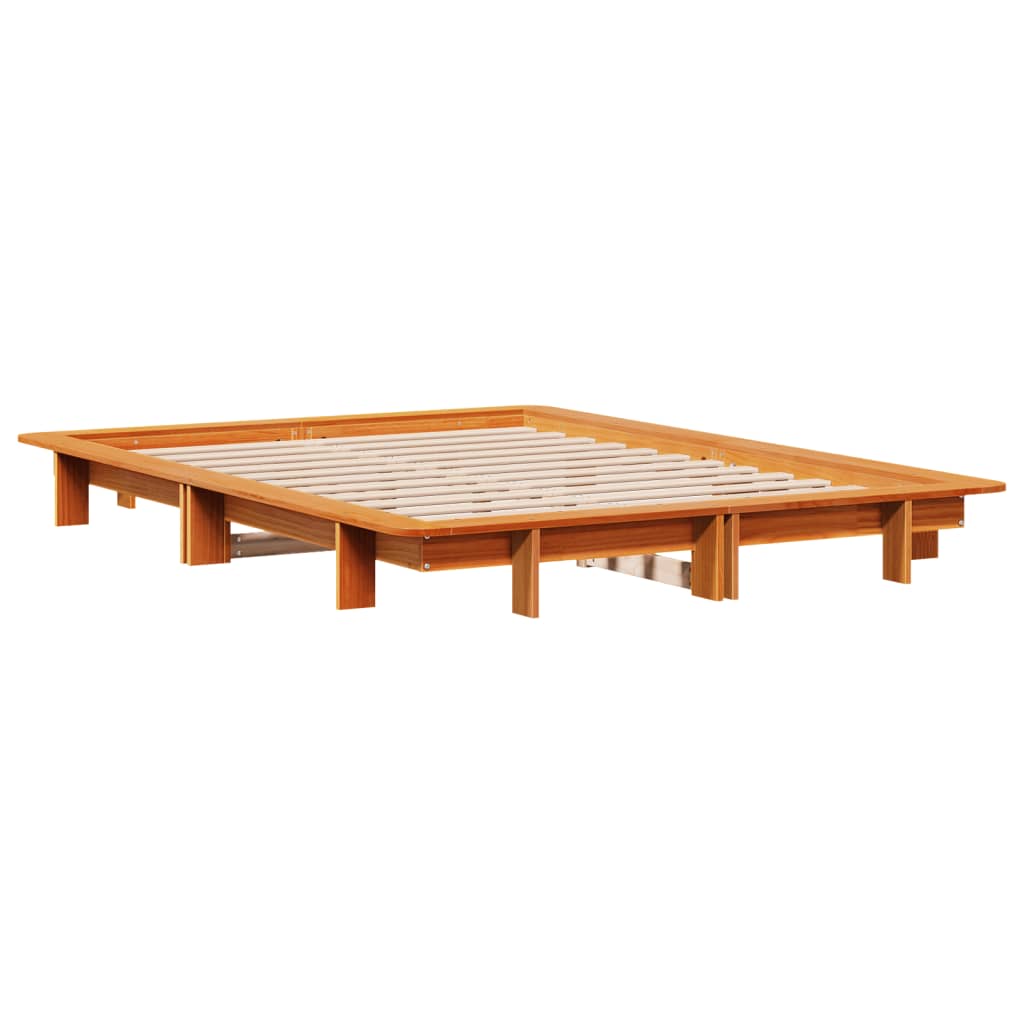 vidaXL Cadru de pat fără saltea, maro ceruit 140x200 cm lemn masiv pin vidaXL Cadru de pat fără saltea, maro ceruit 140x200 cm lemn masiv pin