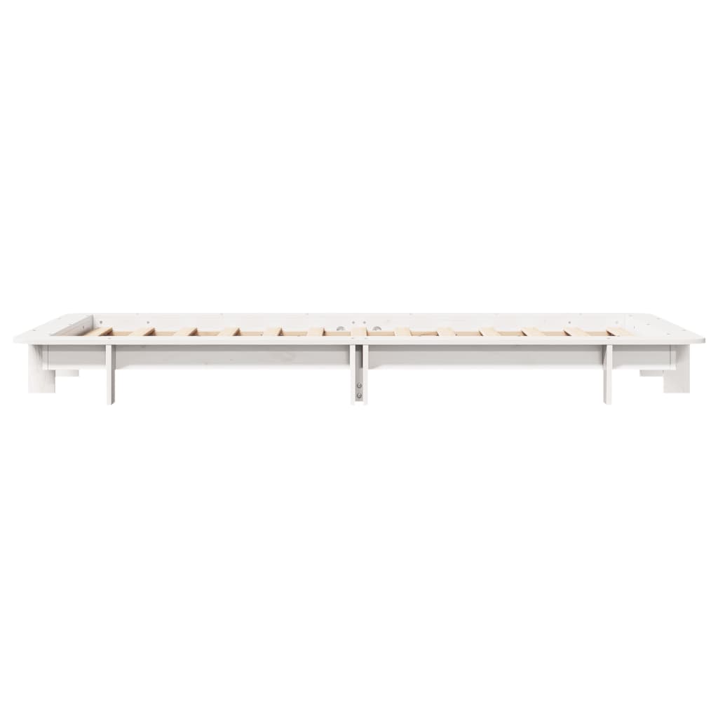 vidaXL Cadru de pat fără saltea, alb, 90x200 cm, lemn masiv pin