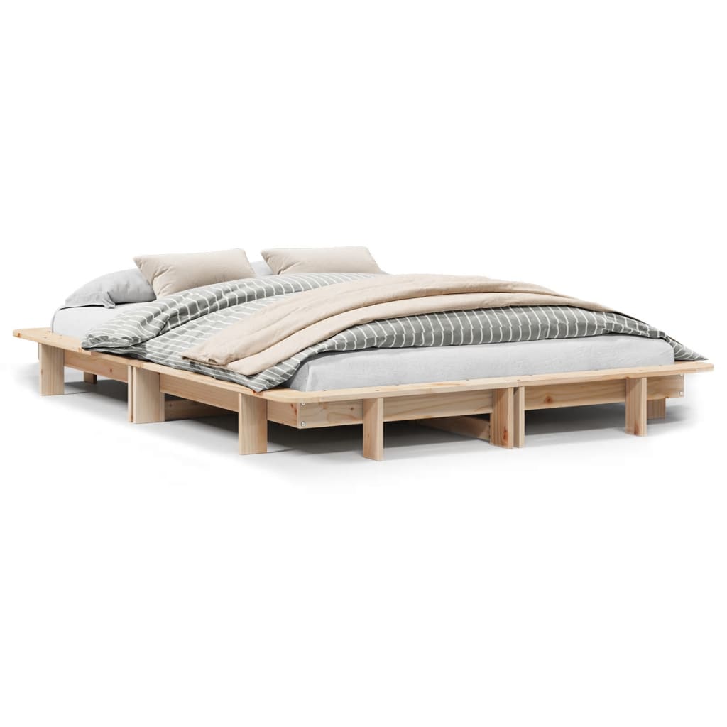 vidaXL Cadru de pat fără saltea, 140x190 cm, lemn masiv de pin vidaXL Cadru de pat fără saltea, 140x190 cm, lemn masiv de pin