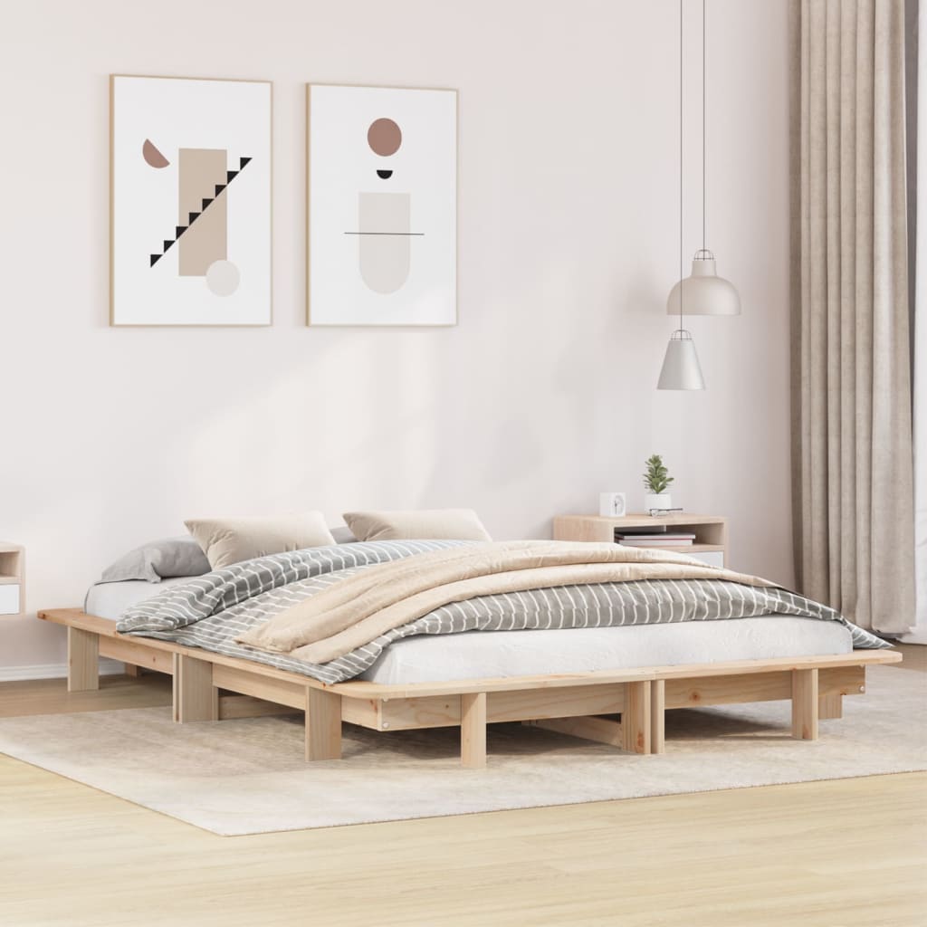 vidaXL Cadru de pat fără saltea, 120x190 cm, lemn masiv pin vidaXL Cadru de pat fără saltea, 120x190 cm, lemn masiv pin
