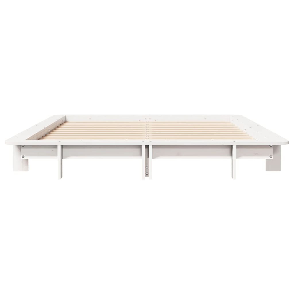 vidaXL Cadru de pat fără saltea, alb, 120x190 cm, lemn masiv pin