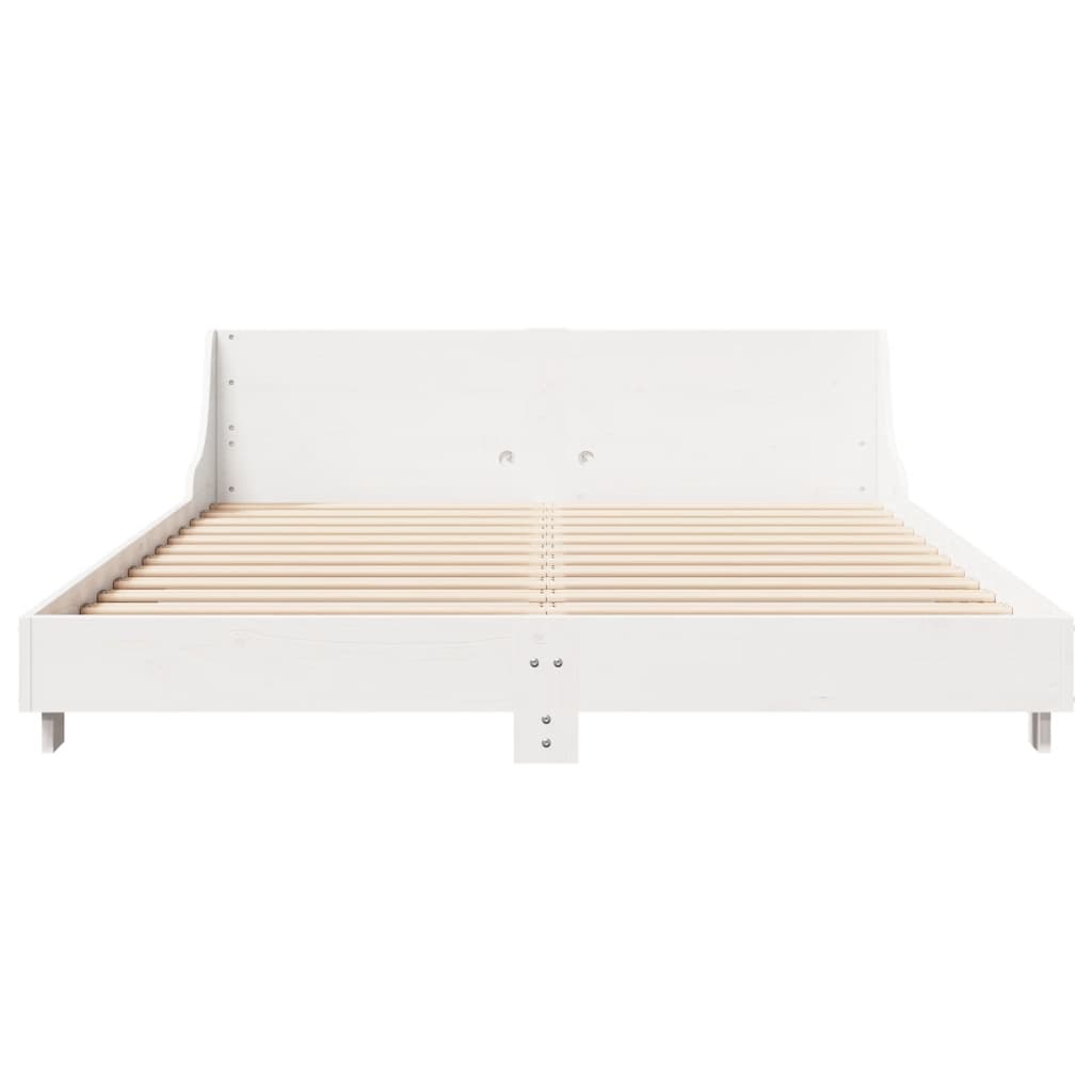 vidaXL Cadru de pat fără saltea, alb, 150x200 cm, lemn masiv pin vidaXL Cadru de pat fără saltea, alb, 150x200 cm, lemn masiv pin