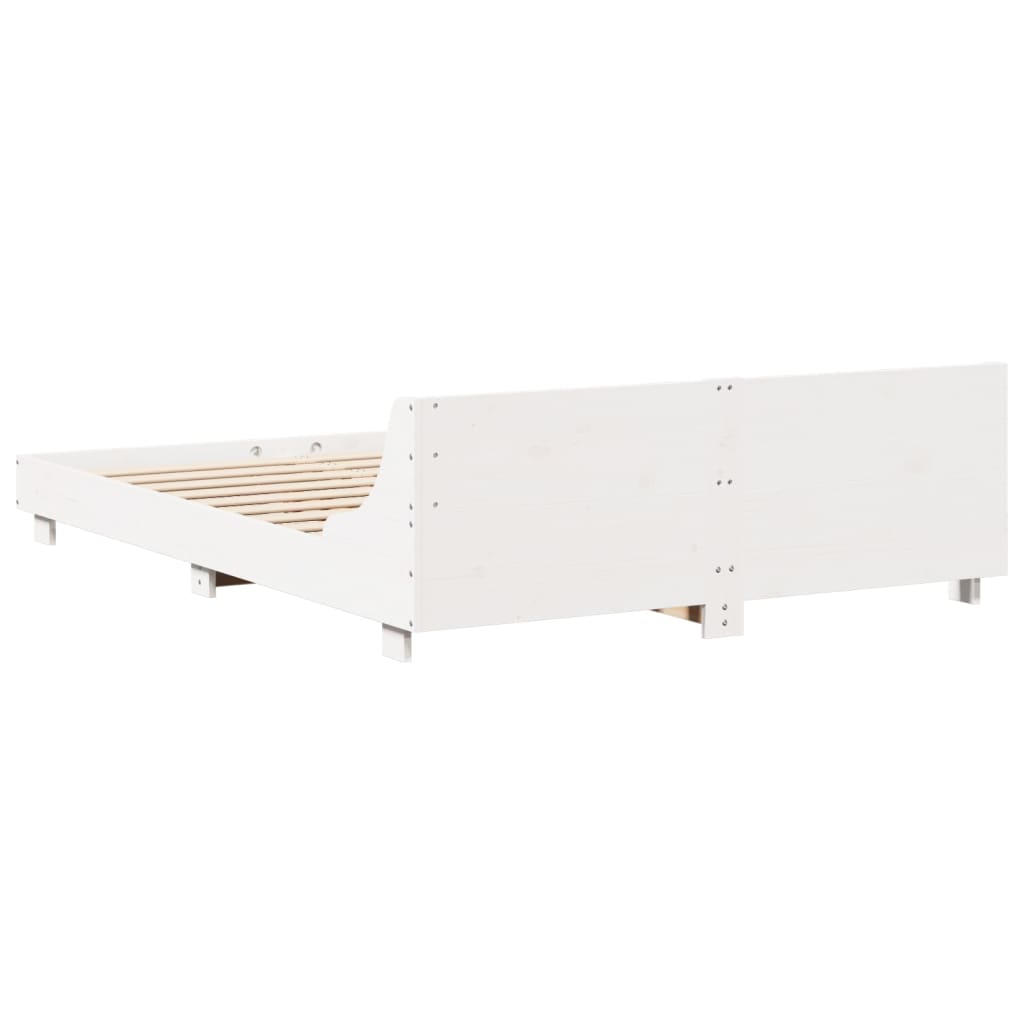 vidaXL Cadru de pat fără saltea, alb, 150x200 cm, lemn masiv pin vidaXL Cadru de pat fără saltea, alb, 150x200 cm, lemn masiv pin