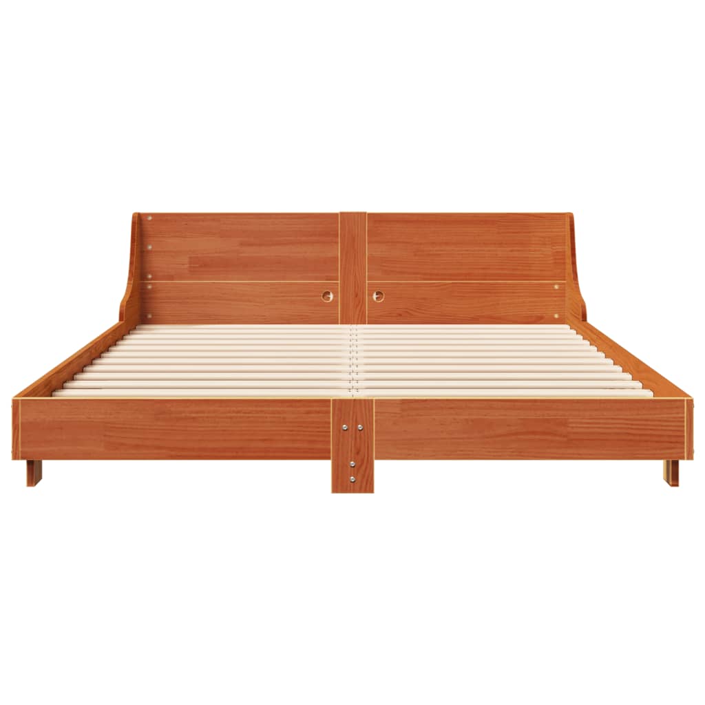 vidaXL Cadru de pat fără saltea, maro ceruit 150x200 cm lemn masiv pin vidaXL Cadru de pat fără saltea, maro ceruit 150x200 cm lemn masiv pin