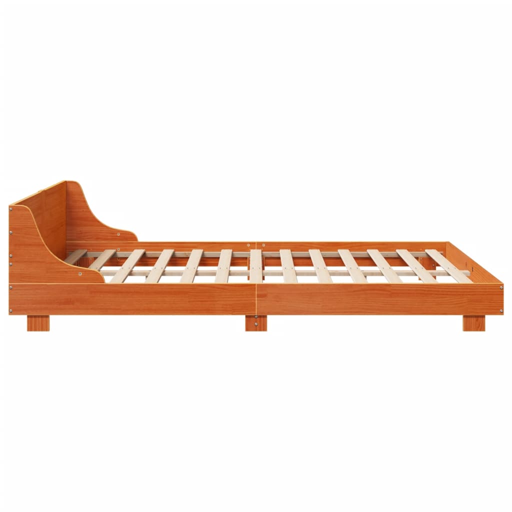 vidaXL Cadru de pat fără saltea, maro ceruit 140x200 cm lemn masiv pin vidaXL Cadru de pat fără saltea, maro ceruit 140x200 cm lemn masiv pin