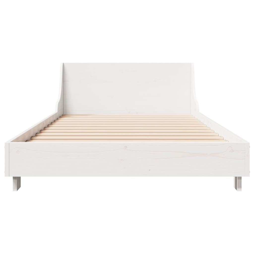 vidaXL Cadru de pat fără saltea, alb, 90x200 cm, lemn masiv pin