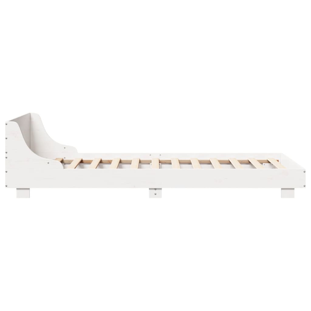 vidaXL Cadru de pat fără saltea, alb, 90x200 cm, lemn masiv pin
