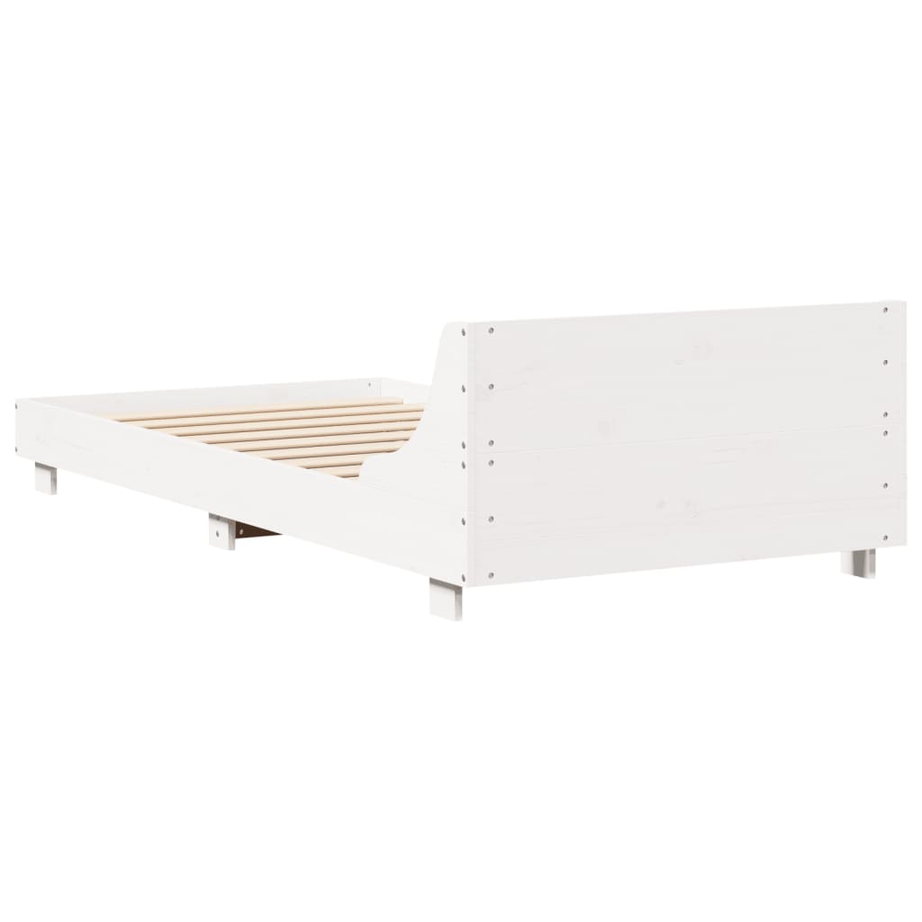 vidaXL Cadru de pat fără saltea, alb, 90x200 cm, lemn masiv pin