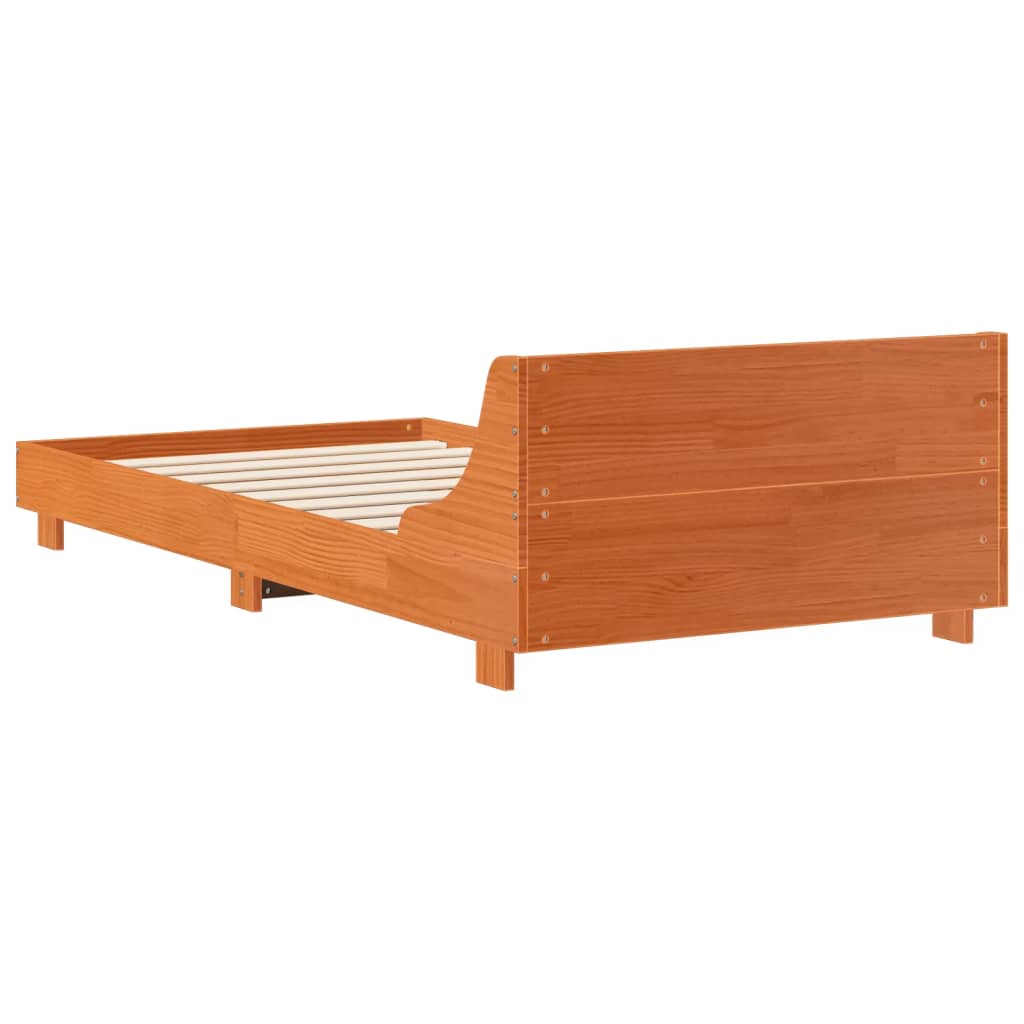 vidaXL Pat de zi fără saltea, maro ceruit, 90x200 cm, lemn masiv pin vidaXL Pat de zi fără saltea, maro ceruit, 90x200 cm, lemn masiv pin