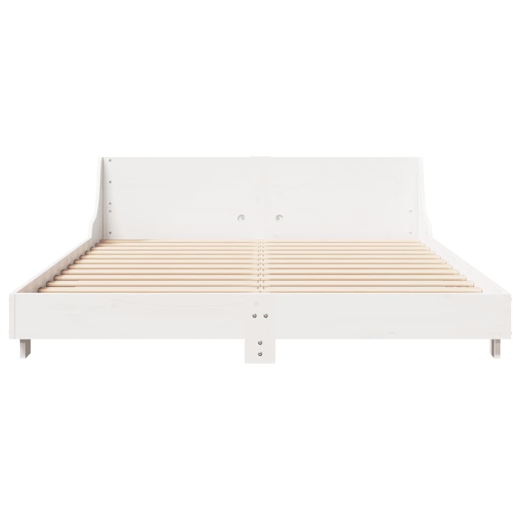 vidaXL Cadru de pat fără saltea, alb, 140x190 cm, lemn masiv de pin vidaXL Cadru de pat fără saltea, alb, 140x190 cm, lemn masiv de pin