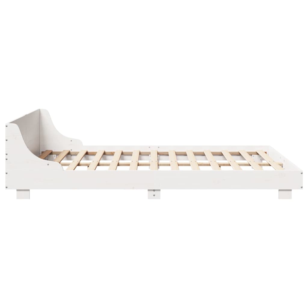 vidaXL Cadru de pat fără saltea, alb, 140x190 cm, lemn masiv de pin vidaXL Cadru de pat fără saltea, alb, 140x190 cm, lemn masiv de pin