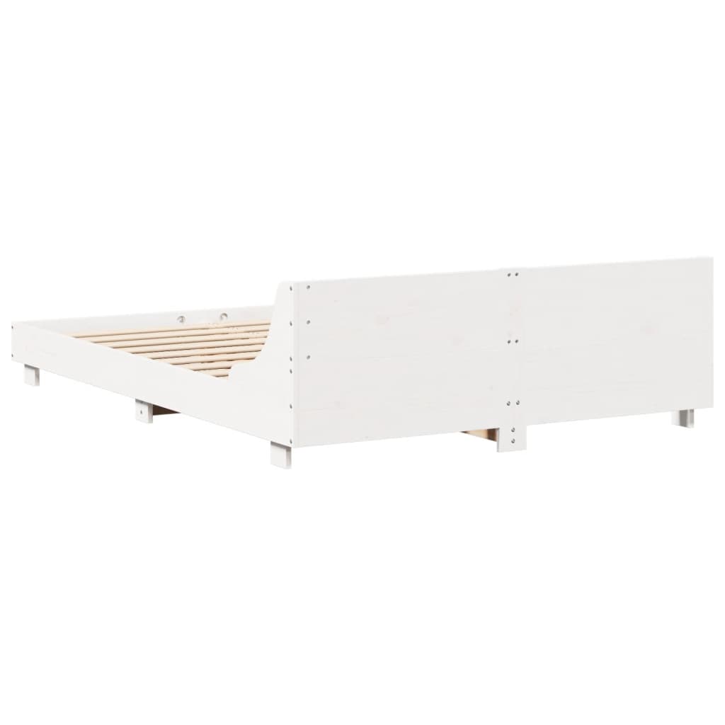 vidaXL Cadru de pat fără saltea, alb, 140x190 cm, lemn masiv de pin vidaXL Cadru de pat fără saltea, alb, 140x190 cm, lemn masiv de pin