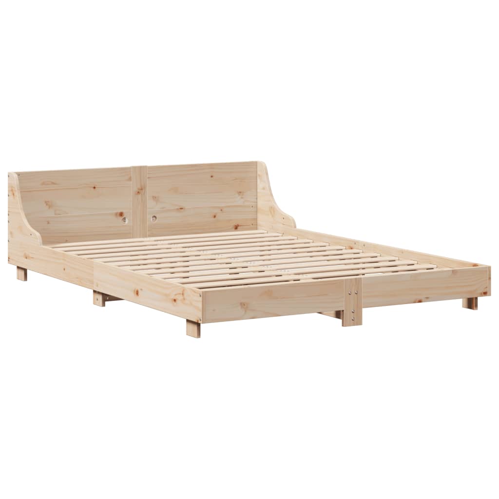 vidaXL Cadru de pat fără saltea, 135x190 cm, lemn masiv de pin