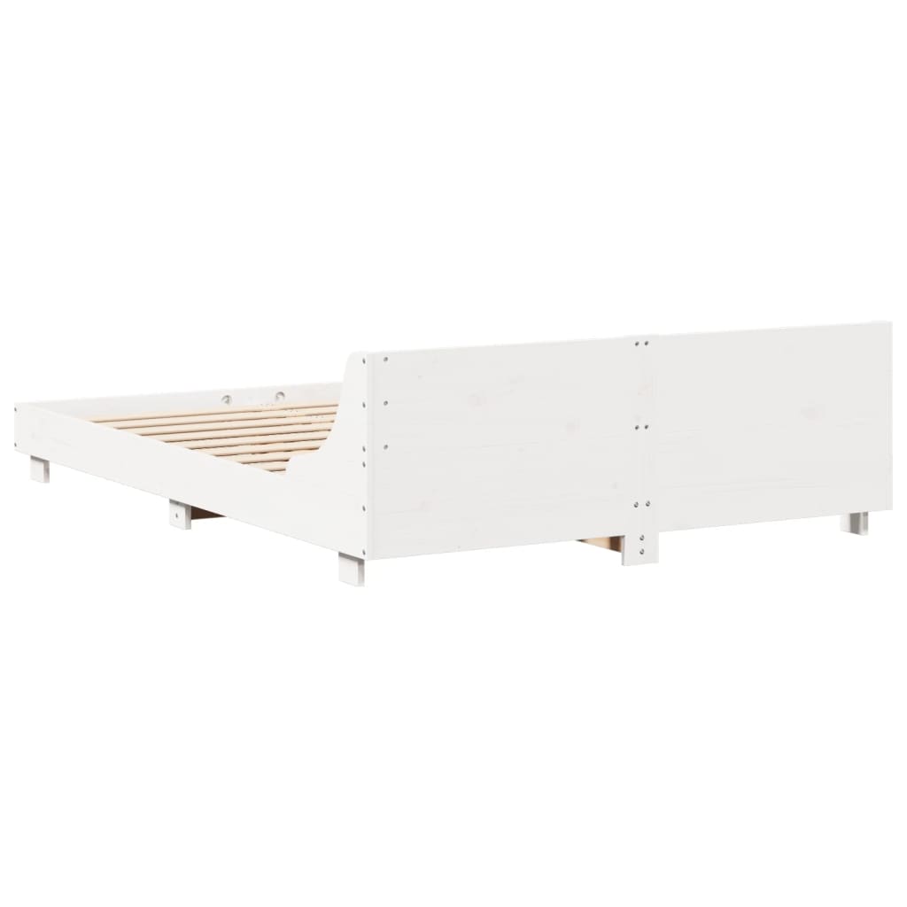 vidaXL Cadru de pat fără saltea, alb, 135x190 cm, lemn masiv de pin vidaXL Cadru de pat fără saltea, alb, 135x190 cm, lemn masiv de pin