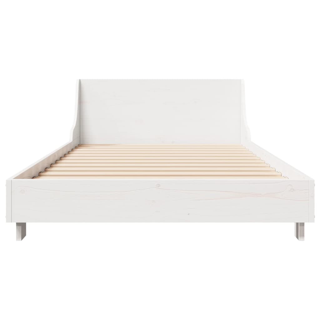 vidaXL Cadru de pat fără saltea, alb, 75x190 cm, lemn masiv de pin
