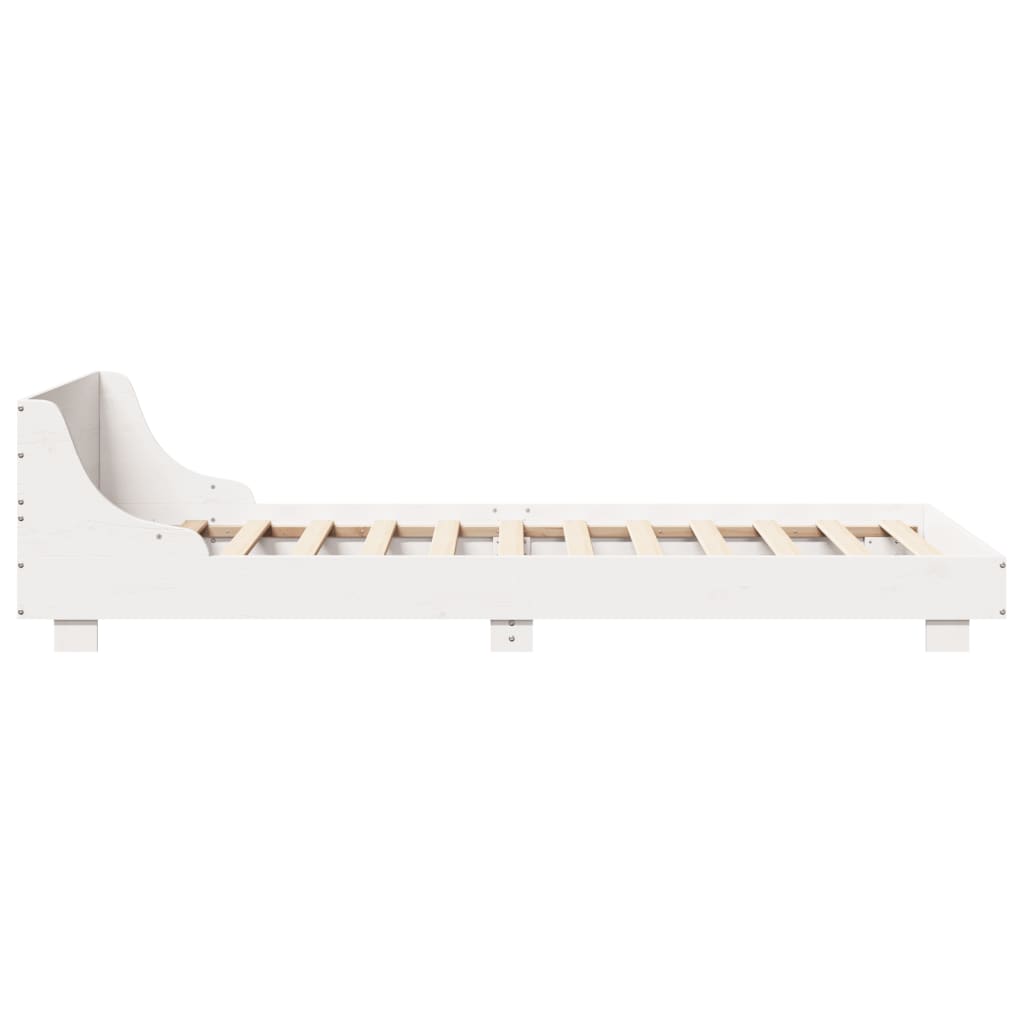 vidaXL Cadru de pat fără saltea, alb, 75x190 cm, lemn masiv de pin