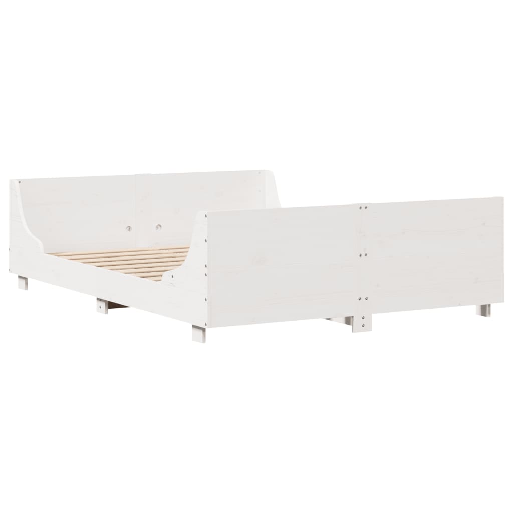 vidaXL Cadru de pat fără saltea, alb, 120x190 cm, lemn masiv pin