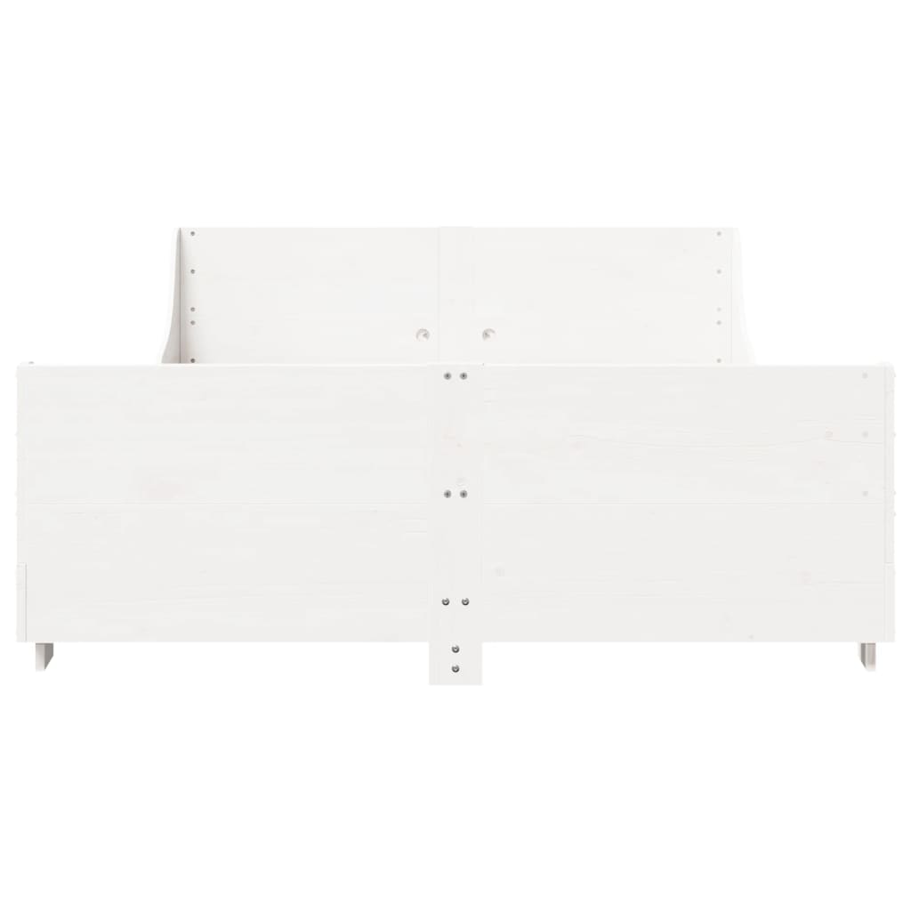 vidaXL Cadru de pat fără saltea, alb, 120x190 cm, lemn masiv pin