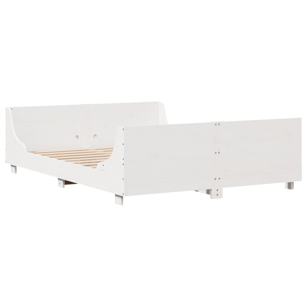 vidaXL Cadru de pat fără saltea, alb, 120x190 cm, lemn masiv pin