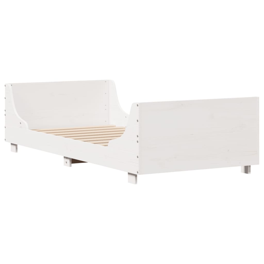 vidaXL Cadru de pat fără saltea, alb, 75x190 cm, lemn masiv de pin