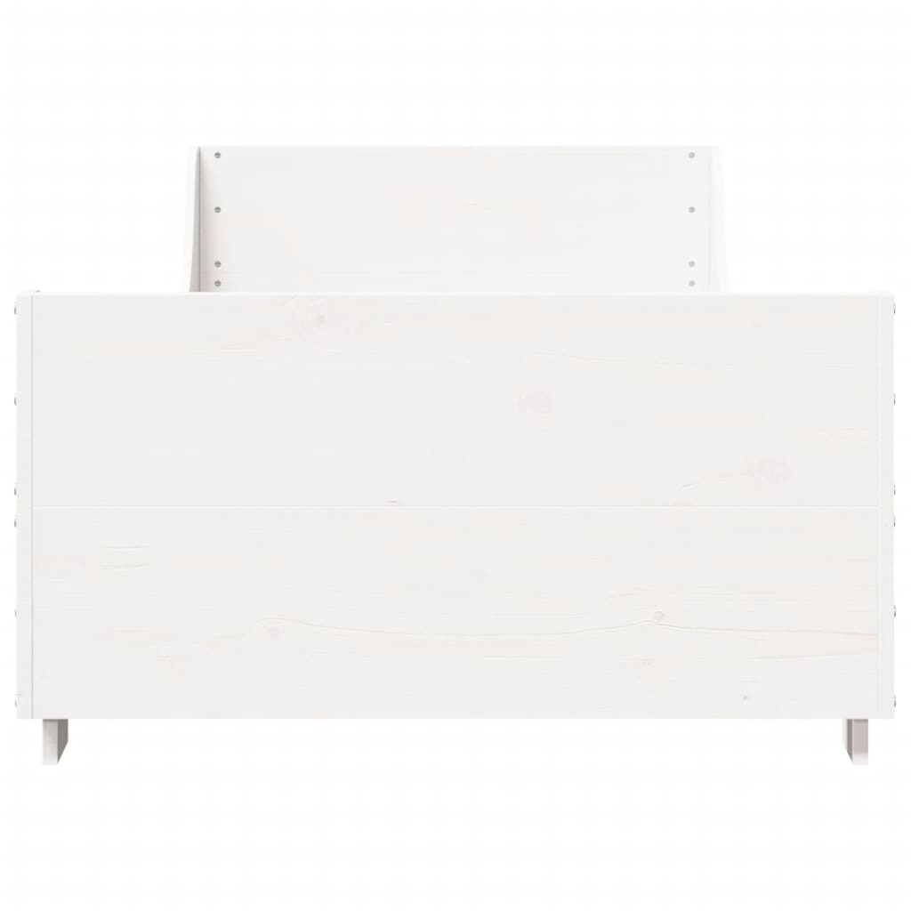 vidaXL Cadru de pat fără saltea, alb, 75x190 cm, lemn masiv de pin