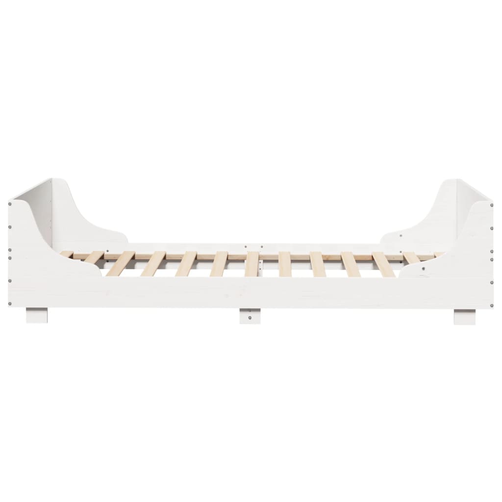 vidaXL Cadru de pat fără saltea, alb, 75x190 cm, lemn masiv de pin