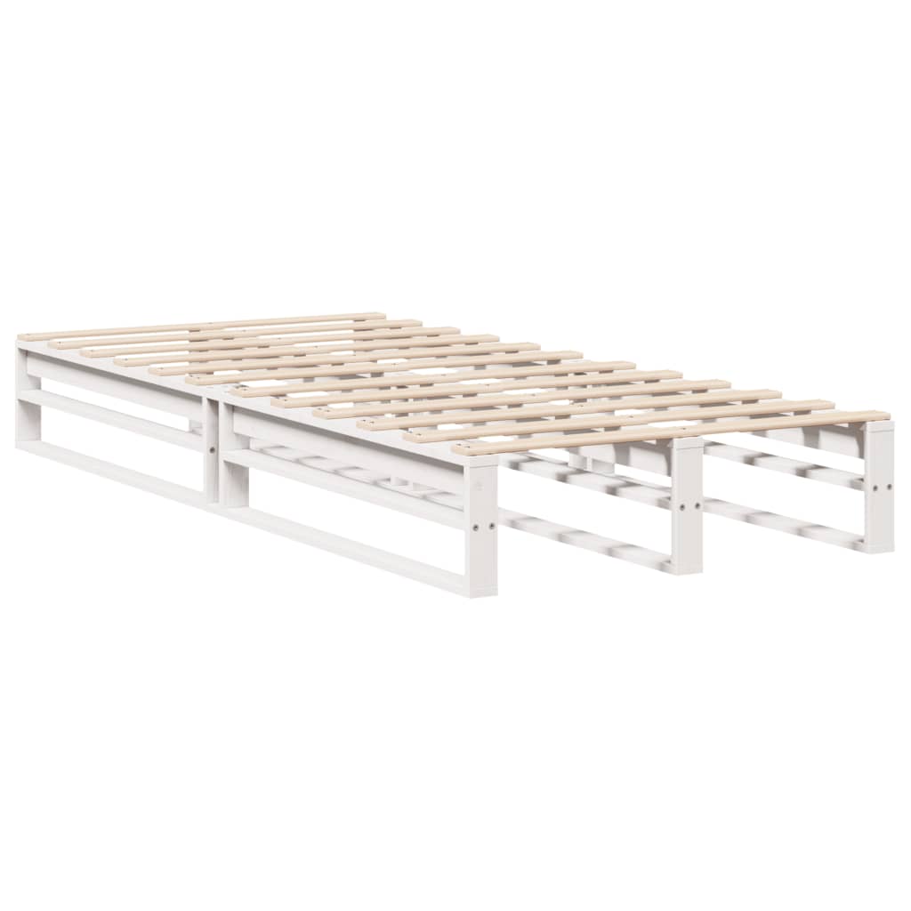 vidaXL Cadru de pat fără saltea, alb, 75x190 cm, lemn masiv de pin