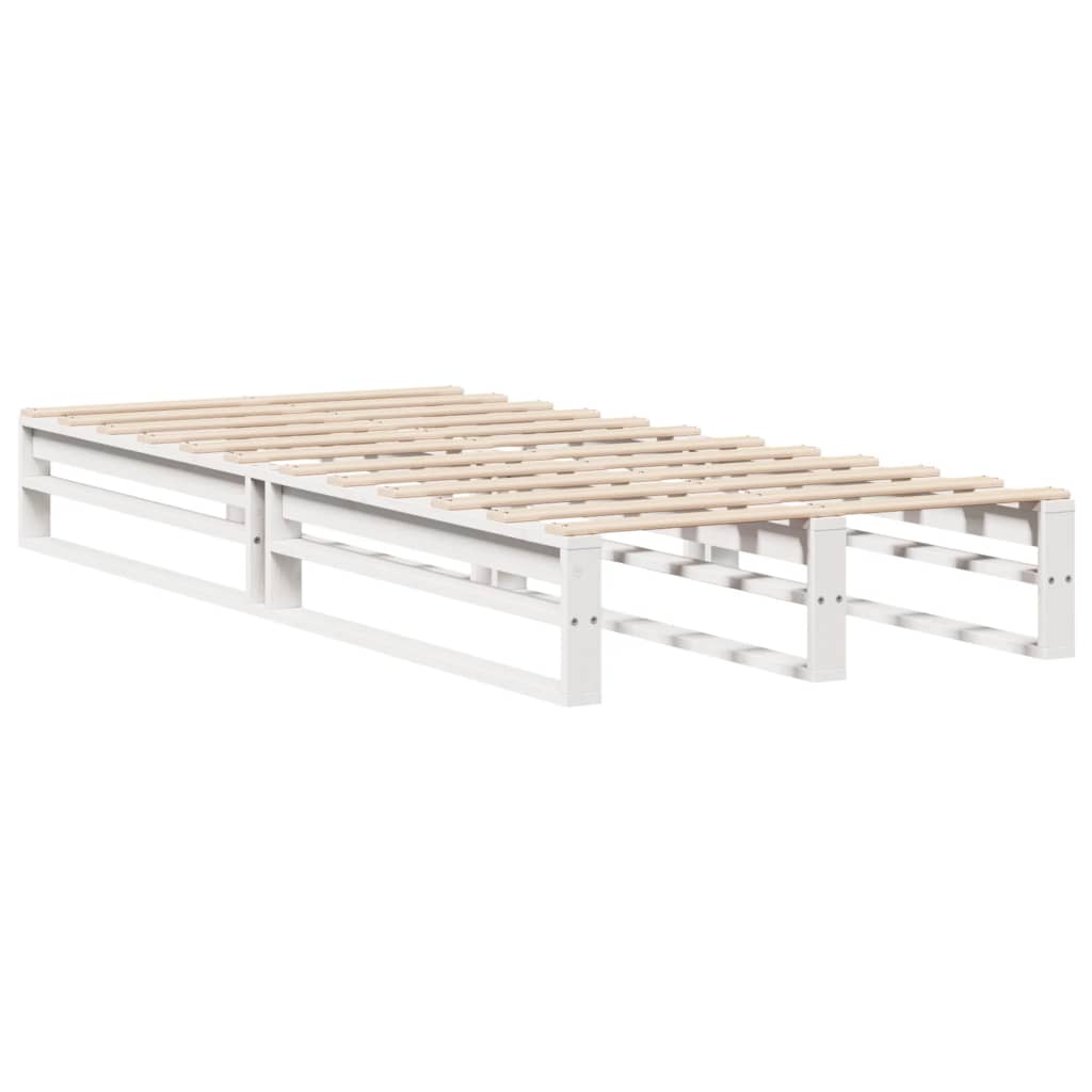 vidaXL Cadru de pat fără saltea, alb, 90x200 cm, lemn masiv pin