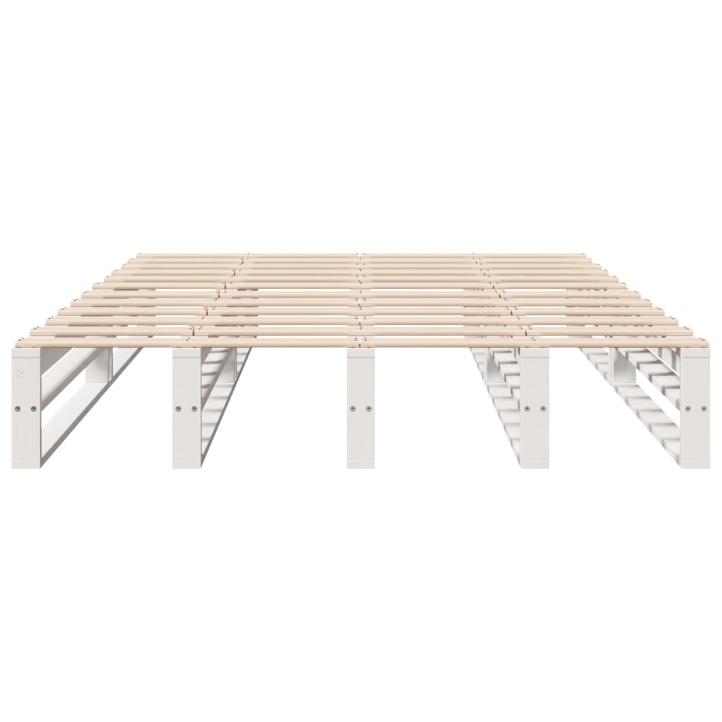 vidaXL Cadru de pat fără saltea, alb, 120x200 cm, lemn masiv pin vidaXL Cadru de pat fără saltea, alb, 120x200 cm, lemn masiv pin