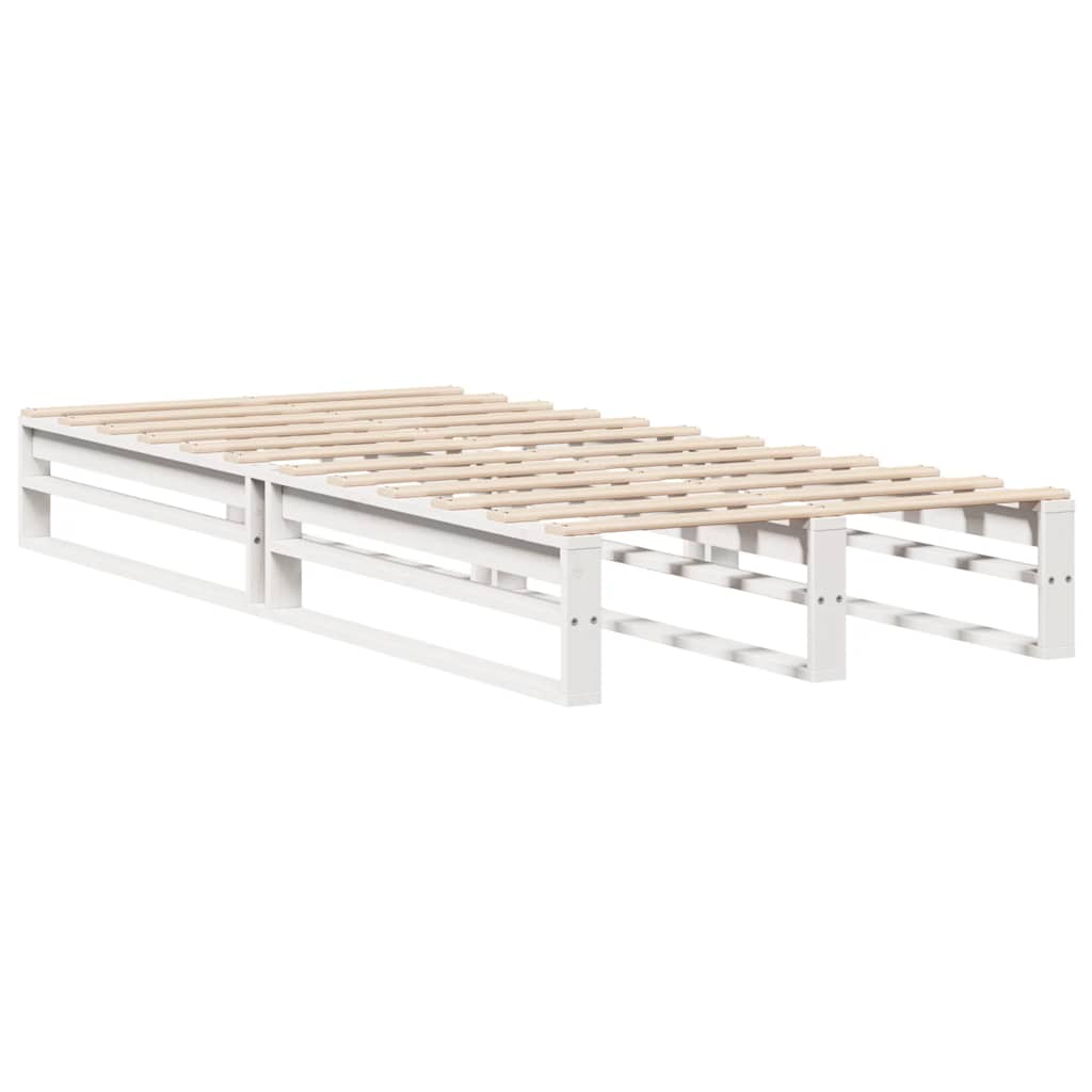vidaXL Cadru de pat fără saltea, alb, 75x190 cm, lemn masiv de pin