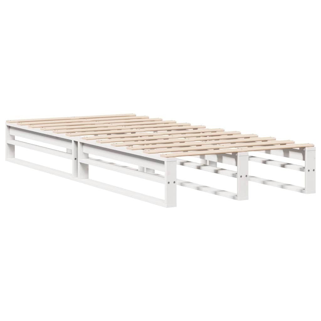 vidaXL Cadru de pat fără saltea, alb, 75x190 cm, lemn masiv de pin
